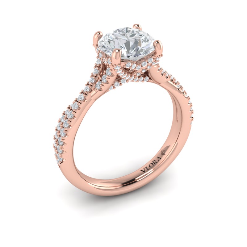 Woven Pave Round Diamond Engagement Ring