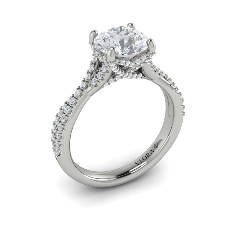 Woven Pave Round Diamond Engagement Ring
