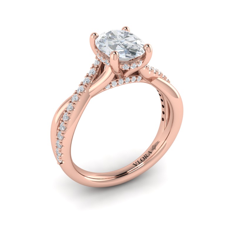 Entwined Oval Hidden Halo Engagement Ring