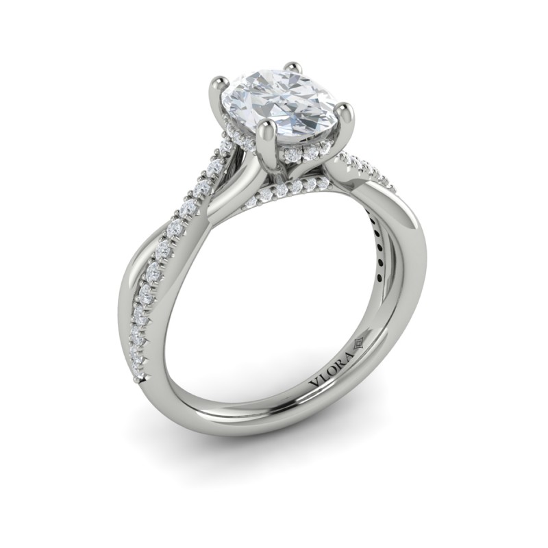 Entwined Oval Hidden Halo Engagement Ring