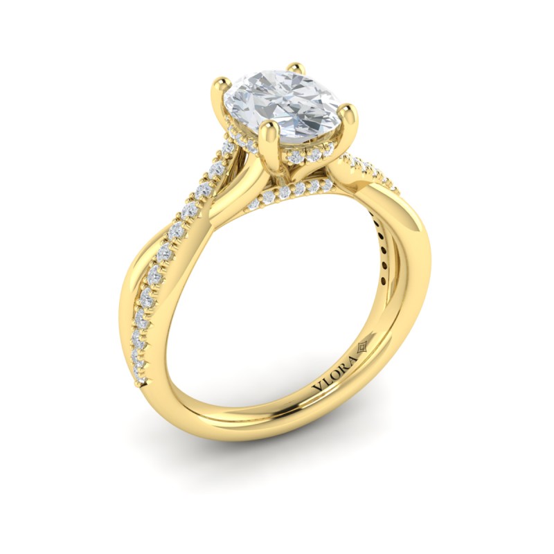 Entwined Oval Hidden Halo Engagement Ring