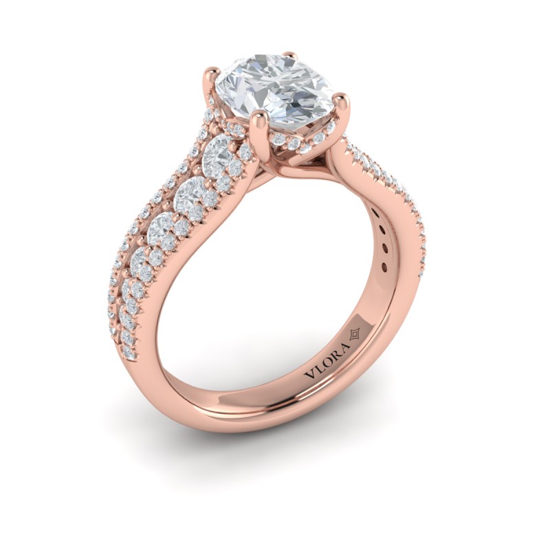 Bold Cathedral Oval Diamond Engagement Ring