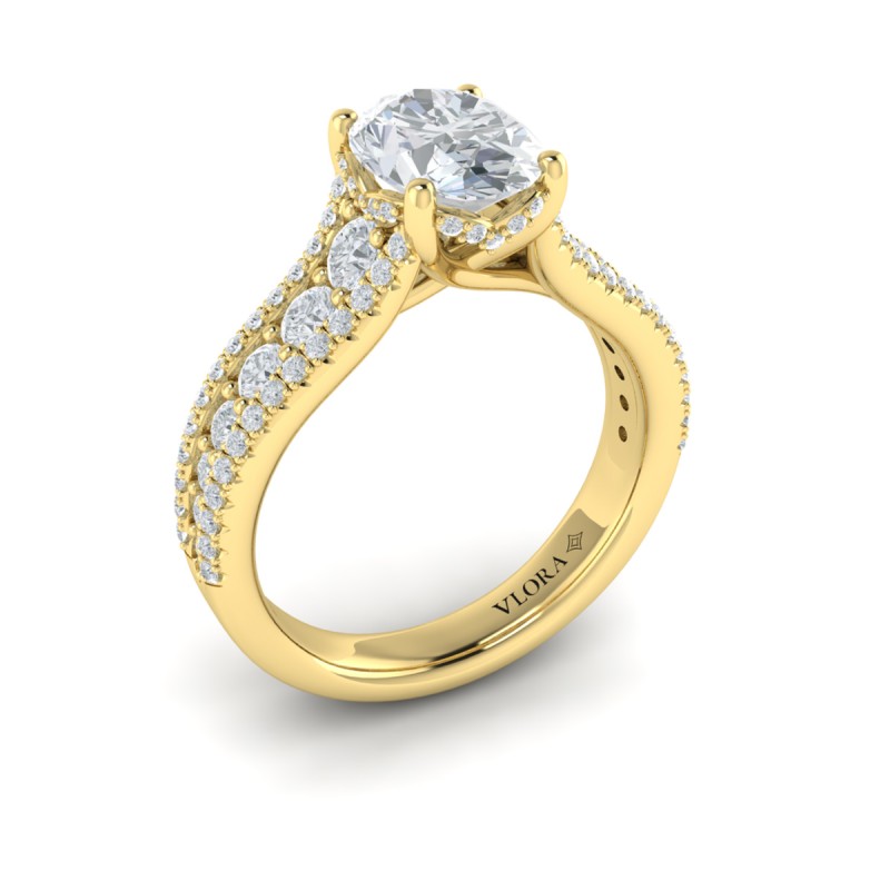 Bold Cathedral Oval Diamond Engagement Ring