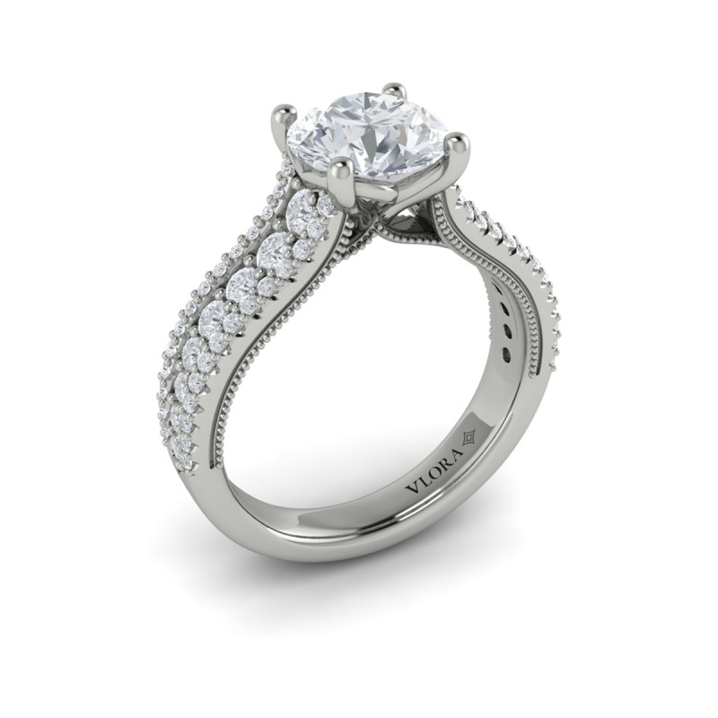 Bold Cathedral Round Diamond Engagement Ring