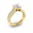 Bold Cathedral Round Diamond Engagement Ring