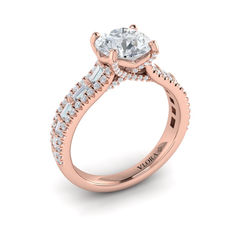 Grand Cathedral Round Diamond Engagement Ring