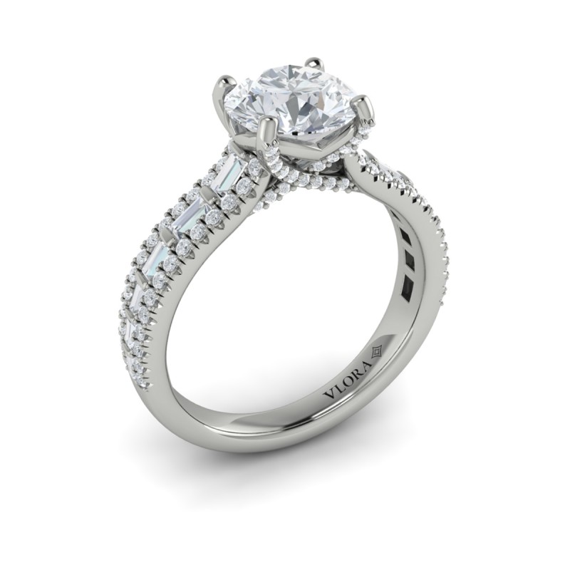 Grand Cathedral Round Diamond Engagement Ring