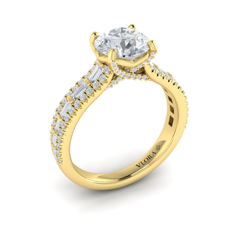 Grand Cathedral Round Diamond Engagement Ring