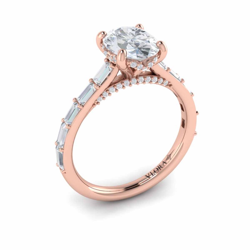 Serenity Oval Hidden Halo Engagement Ring