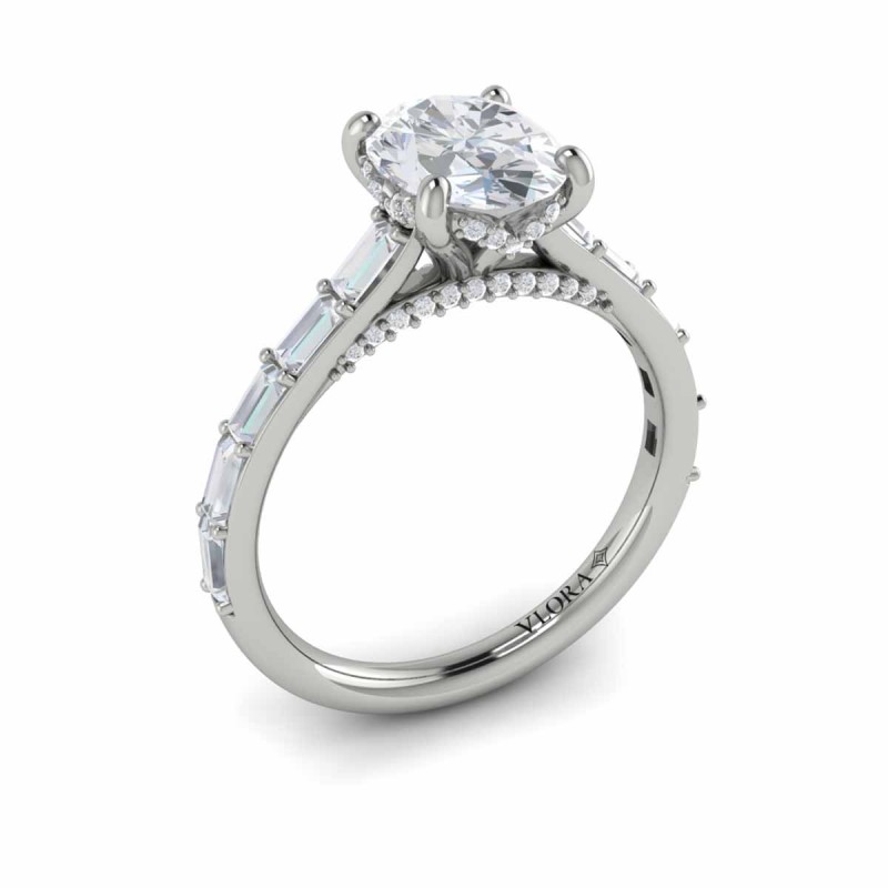 Serenity Oval Hidden Halo Engagement Ring