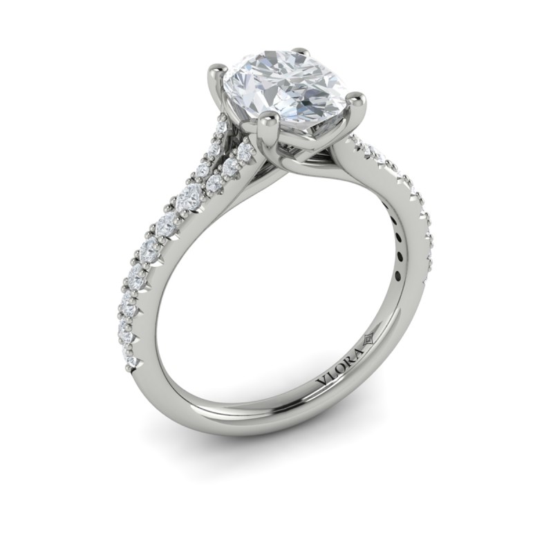 Splendid Cathedral Split Shank Oval Engagement Ring