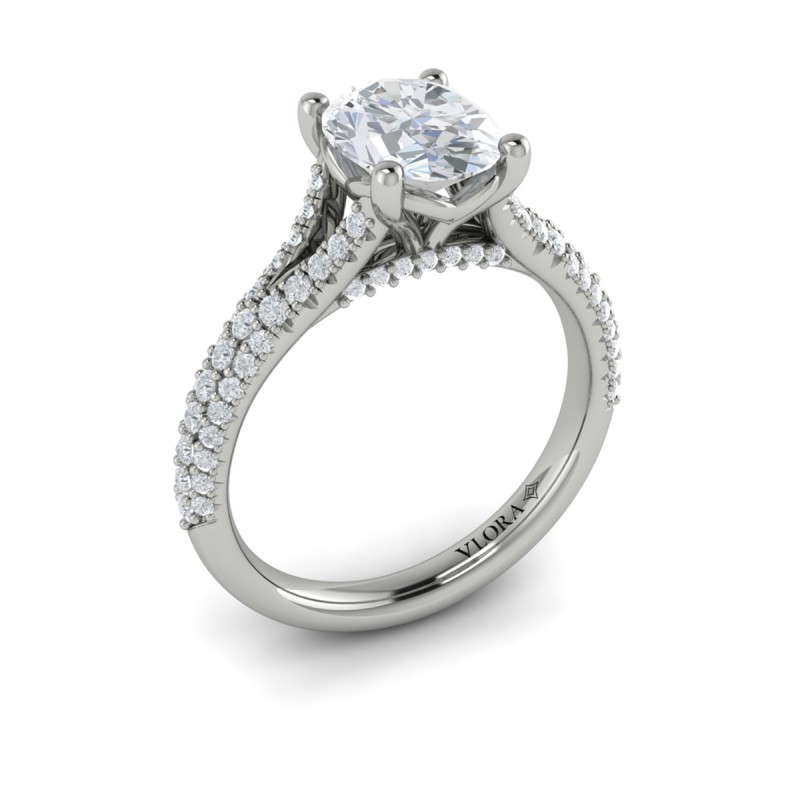 Splendid Cathedral Split Shank Oval Engagement Ring
