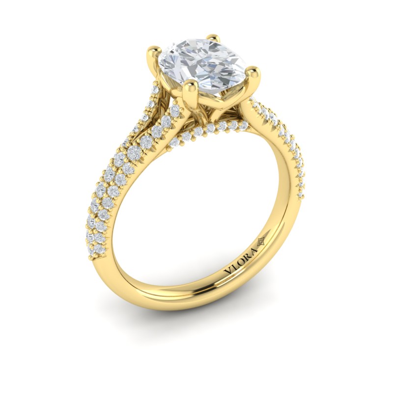 Splendid Cathedral Split Shank Oval Engagement Ring