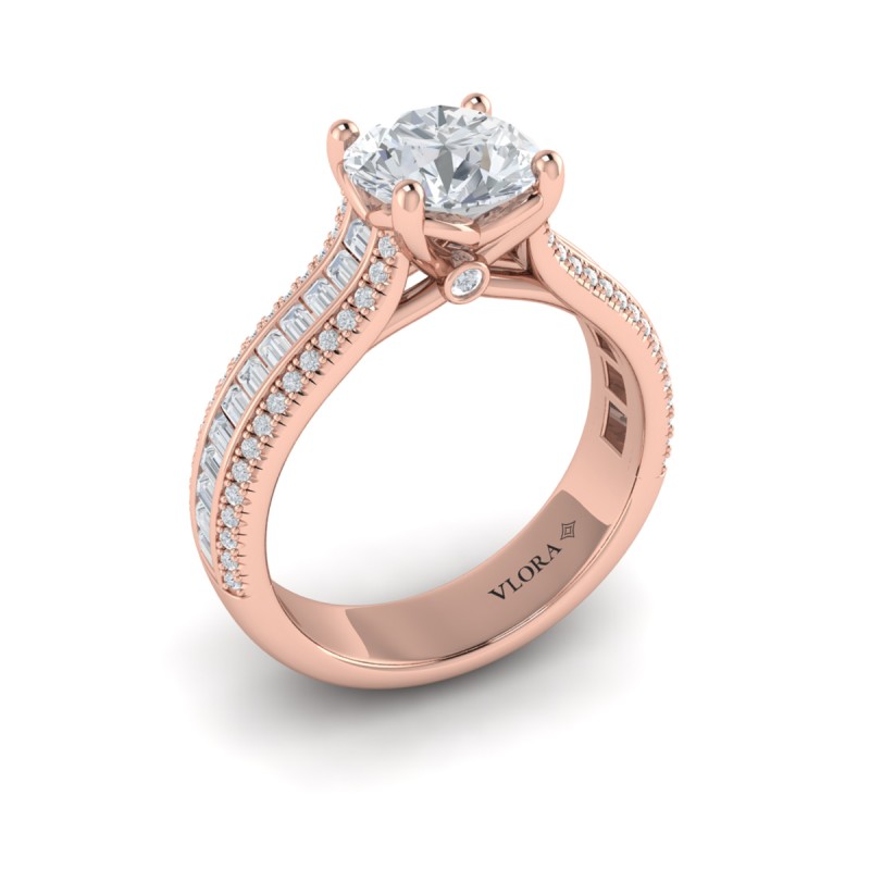 Opulent Cathedral Round Diamond Engagement Ring