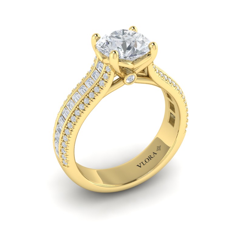 Opulent Cathedral Round Diamond Engagement Ring