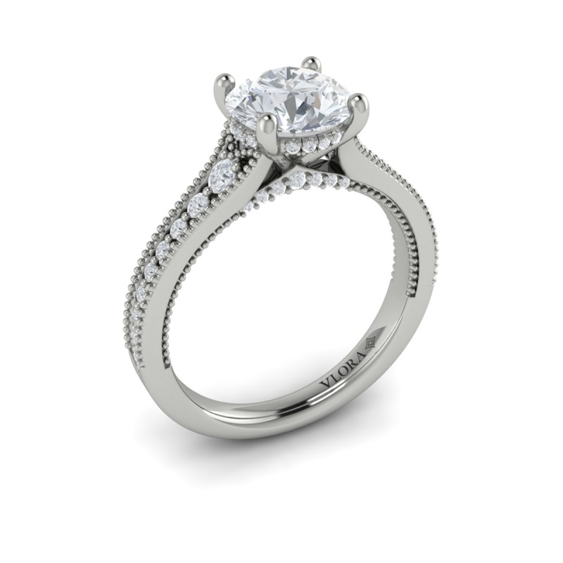 Intricate Hidden Halo Engagement Ring