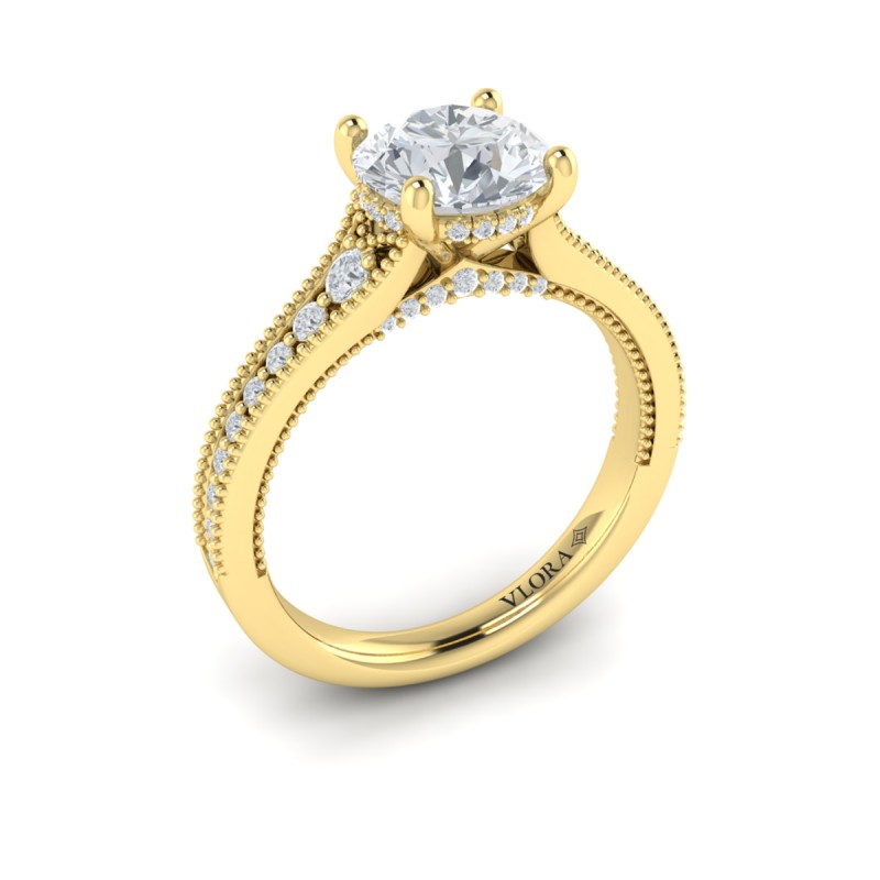 Intricate Hidden Halo Engagement Ring