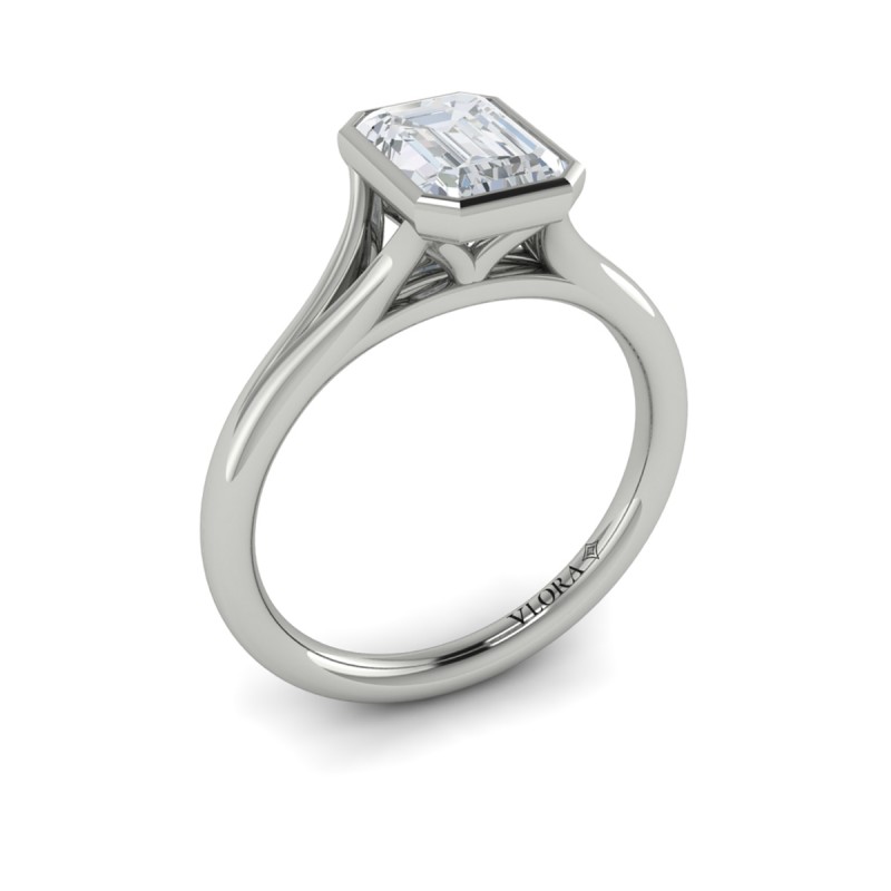 Signature Solitaire Emerald Cut Bezel Engagement Ring
