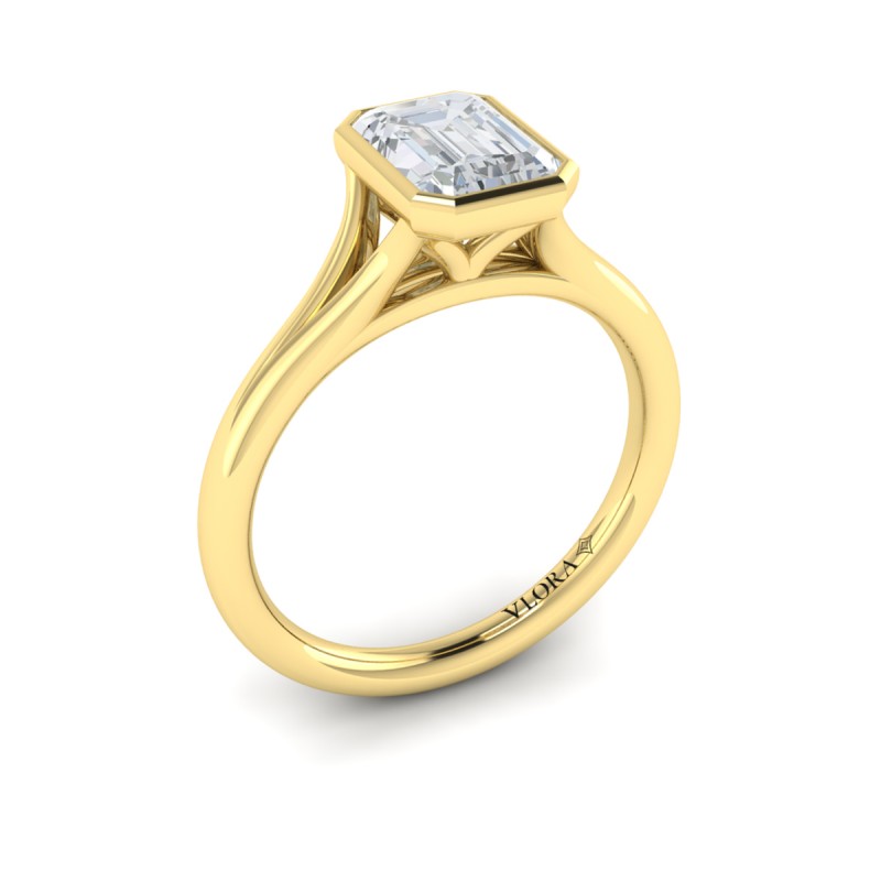 Signature Solitaire Emerald Cut Bezel Engagement Ring