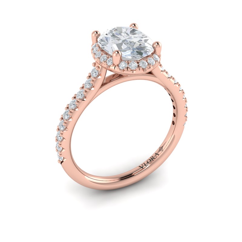 Graceful Halo Oval Engagement Ring