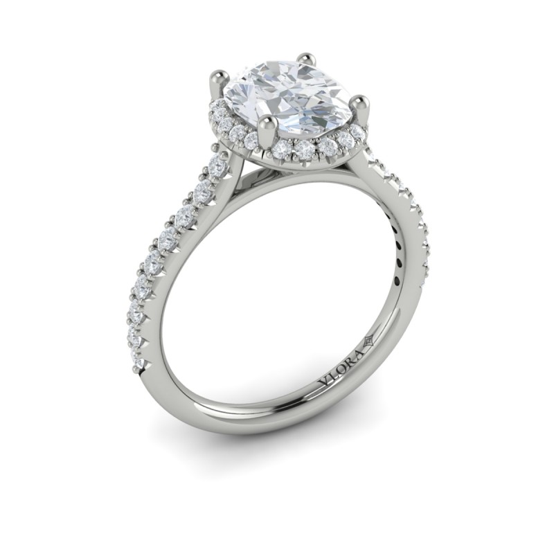 Graceful Halo Oval Engagement Ring