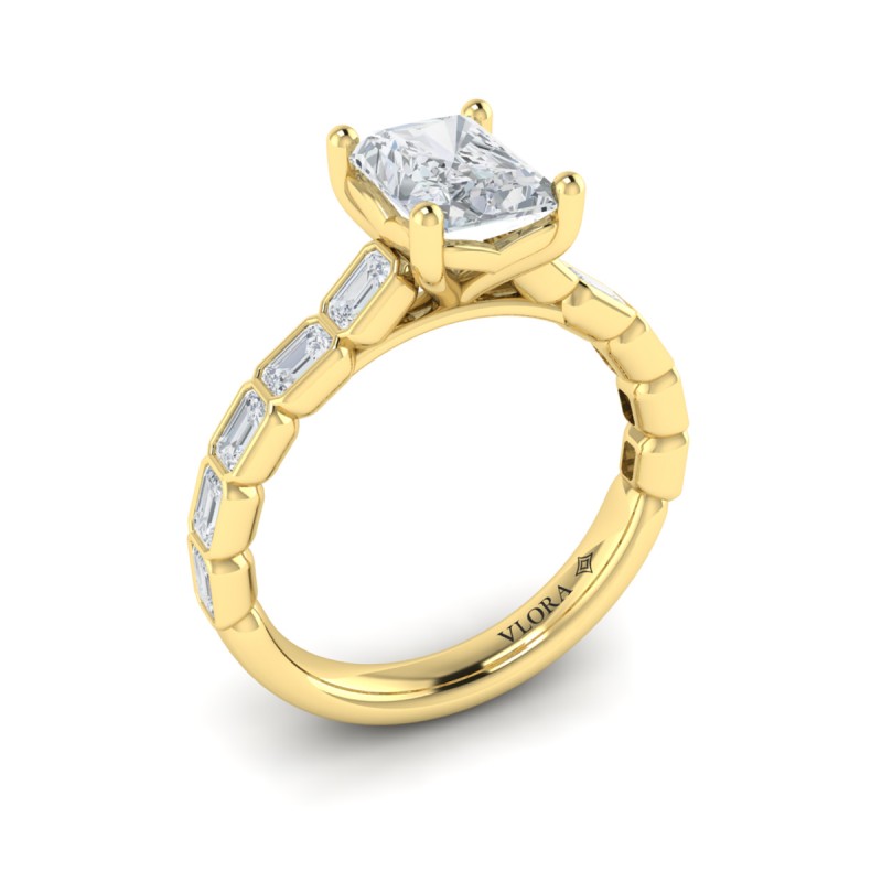 Bezeled Emerald Cut Engagement Ring