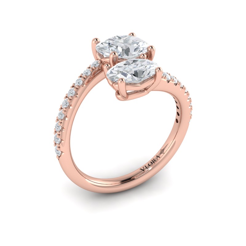 Kissing Oval Two Stone Engagement Ring