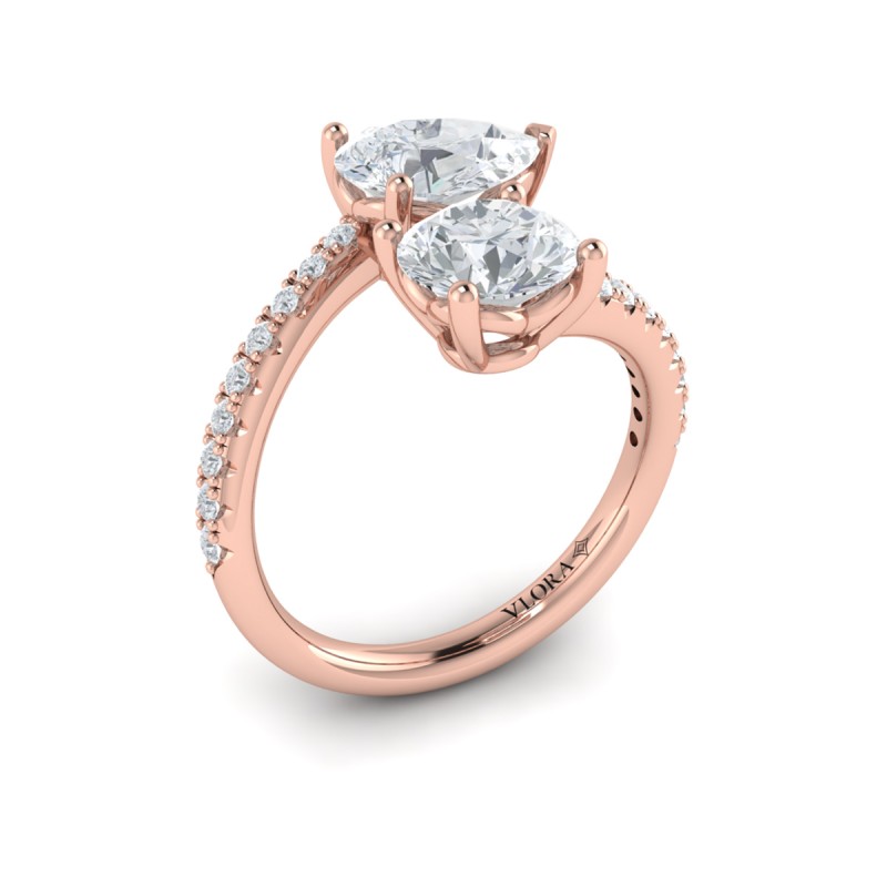 Kissing Round and Pear Two Stone Engagement Ring
