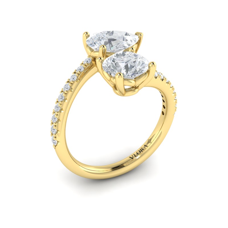 Kissing Round and Pear Two Stone Engagement Ring