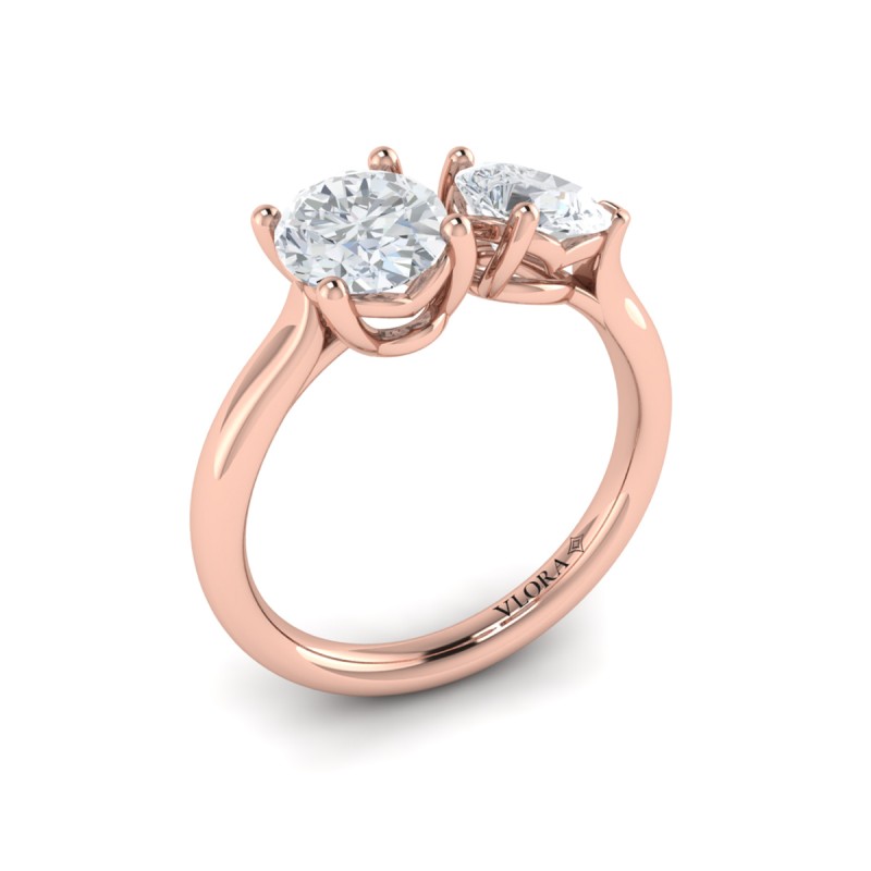 Duet Oval and Pear Two Stone Engagement Ring
