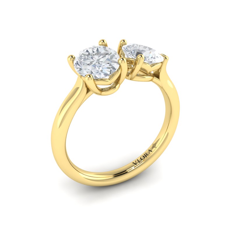 Duet Oval and Pear Two Stone Engagement Ring