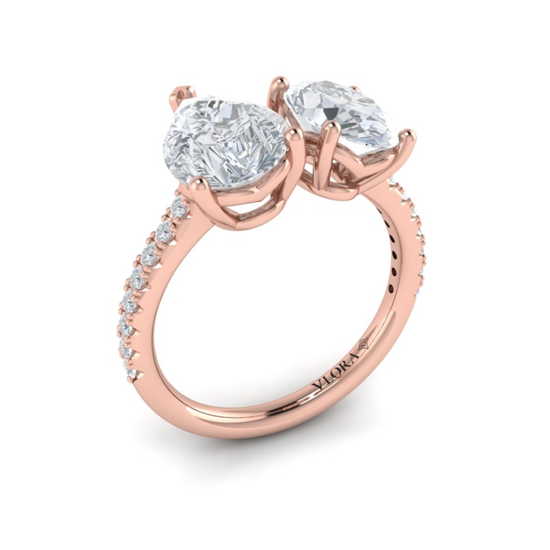 Duet Oval and Pear Two Stone Engagement Ring