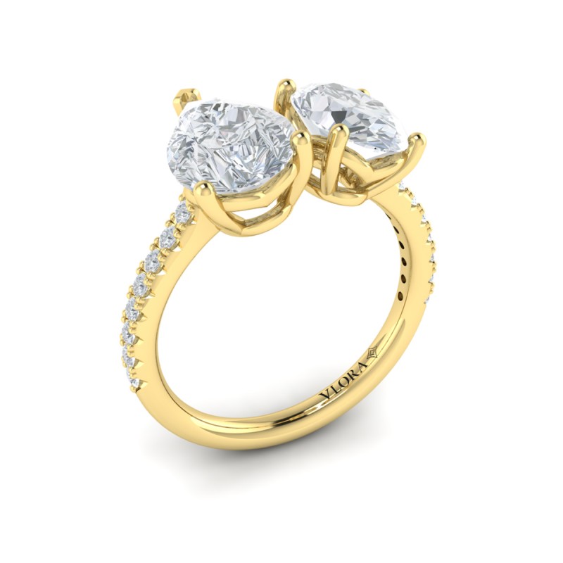 Duet Oval and Pear Two Stone Engagement Ring