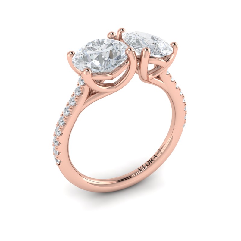 Duet Pear and Round Toi et Moi Engagement Ring