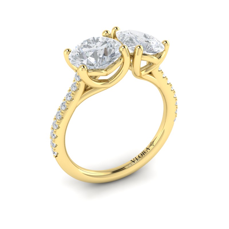 Duet Pear and Round Toi et Moi Engagement Ring