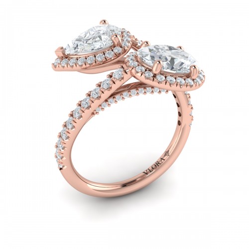 Vlora Two Stone, Halo Engagement Ring