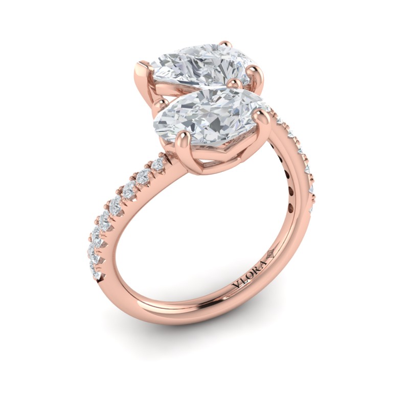Kissing Oval and Pear Two Stone Engagement Ring