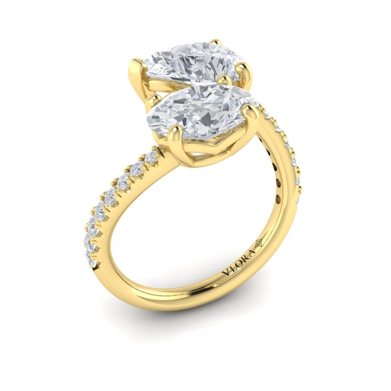 Kissing Oval and Pear Two Stone Engagement Ring
