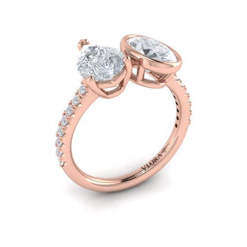 Vlora Two Stone, Bezel Engagement Ring