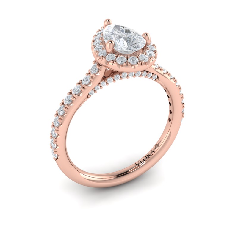 Pretty Pear Halo Engagement Ring