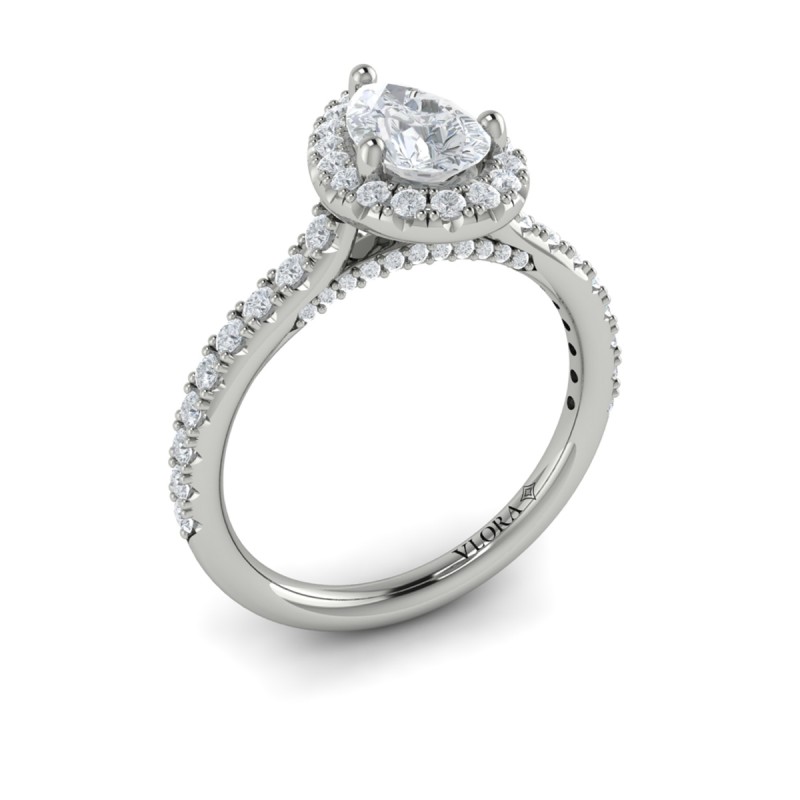 Pretty Pear Halo Engagement Ring