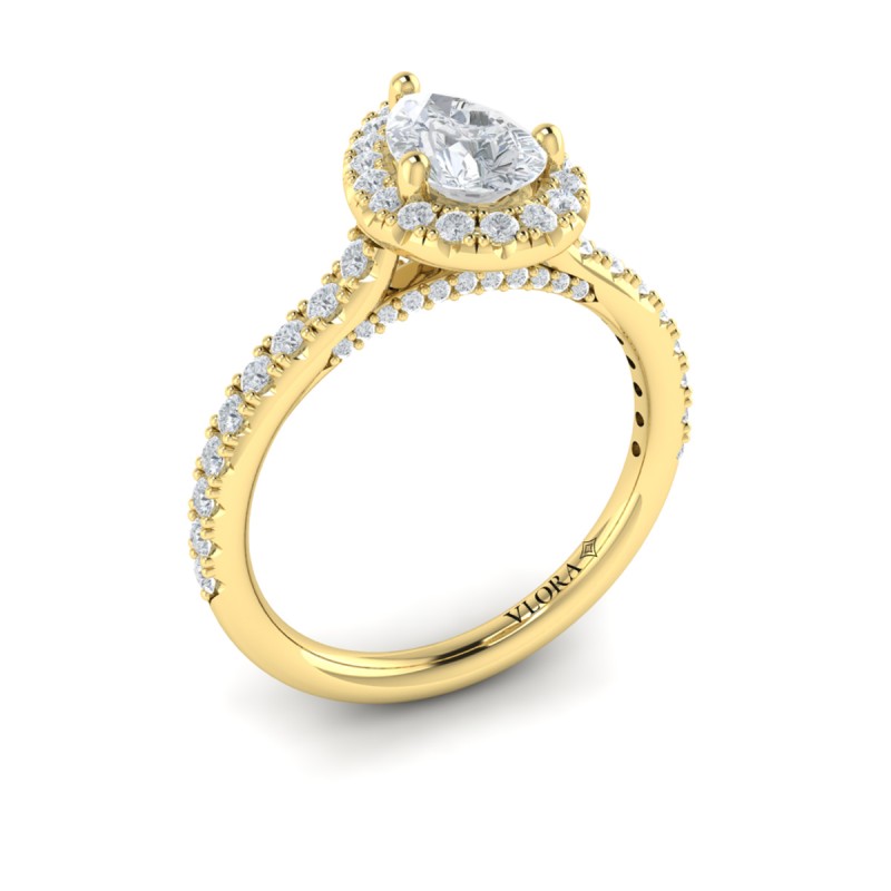 Pretty Pear Halo Engagement Ring