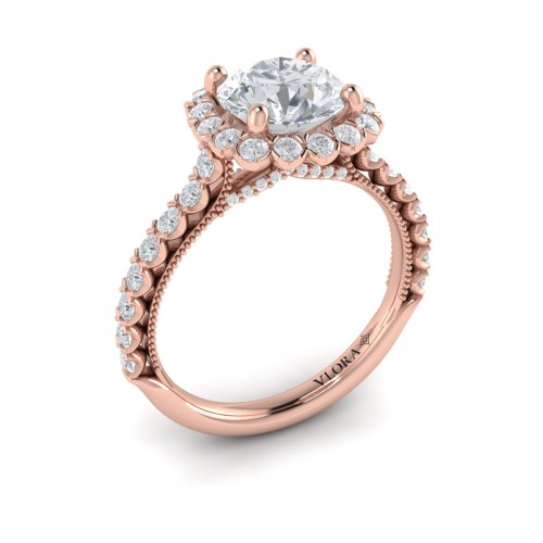 Vlora Halo, Modern Vintage Engagement Ring