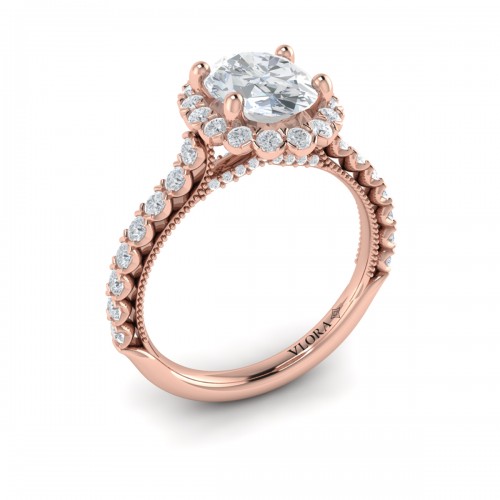 Vlora Halo, Modern Vintage Engagement Ring