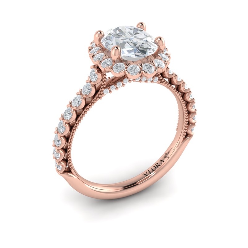 Vlora Halo, Modern Vintage Engagement Ring