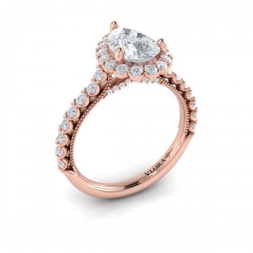 Vlora Halo, Modern Vintage Engagement Ring