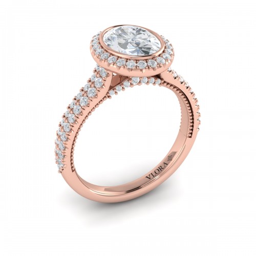 Vlora Halo, Bezel, Modern Vintage Engagement Ring