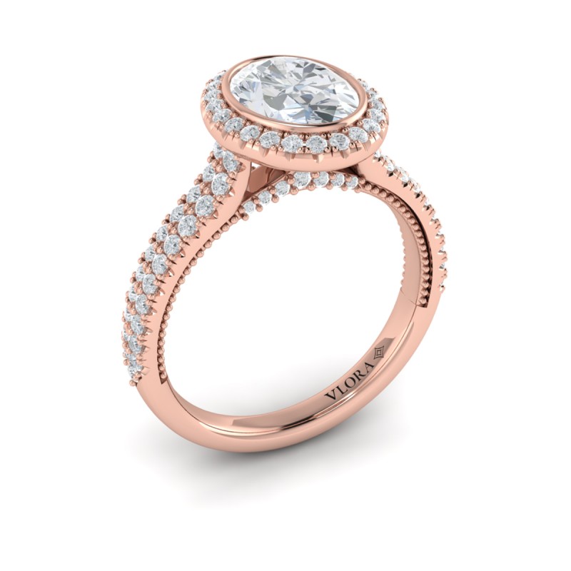 Vlora Halo, Bezel, Modern Vintage Engagement Ring