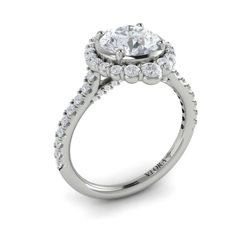 Cathedral Arch Halo Round Engagement Ring