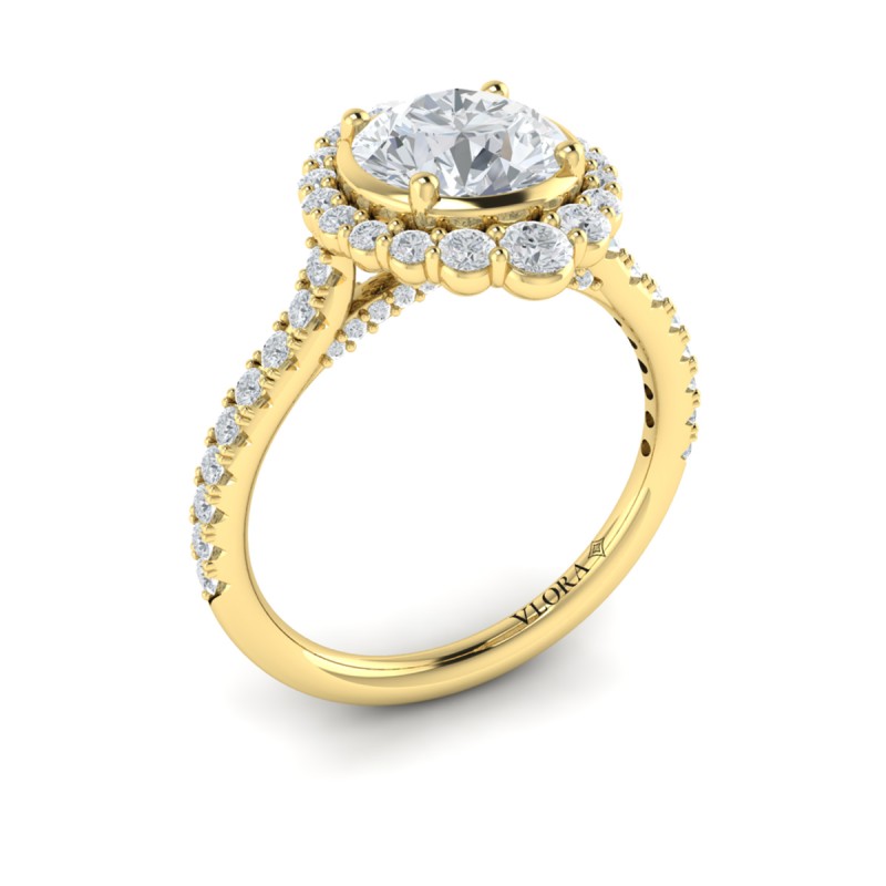 Cathedral Arch Halo Round Engagement Ring